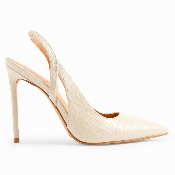 Express Shoes - EXPRESS SHOES Croc-Embossed Cutout Slingback Pumps Sz 8